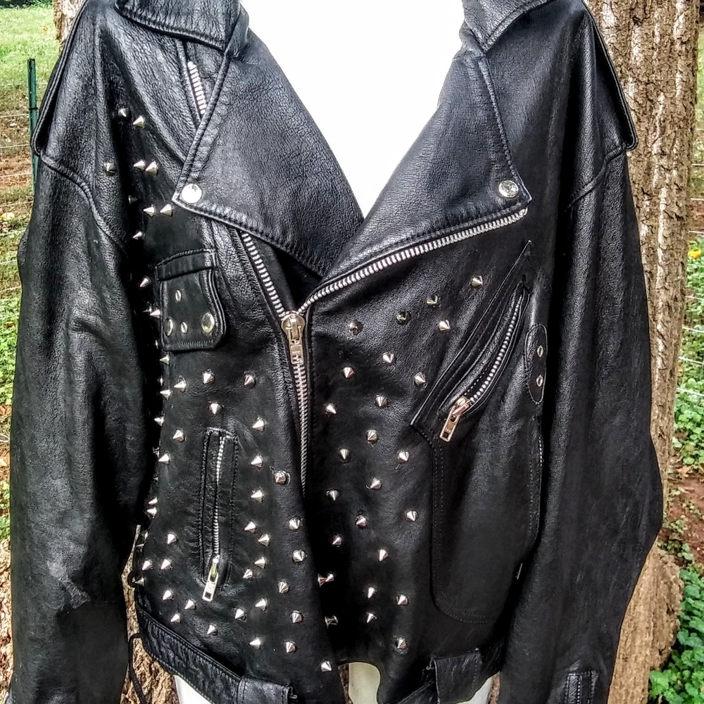 COPY - CANADIAN COS NOVA M  L-XL VINTAGE MOTO JACKET SPIKED STUDDED